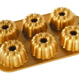 Nordic Ware Forma na 6 minibábovek Anniversary, zlatá, 1l 86277