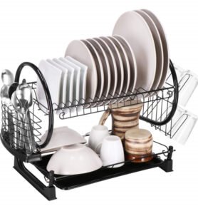 Odkapávač na nádobí 2 patra 52x24,5 cm SPRINGOS RINSERO černý