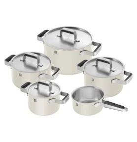 Zwilling Sada třívrstvého nerezového nádobí s keramickým povrchem Pure, 5 ks, krémová 1028806