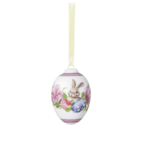 Rosenthal Velikonoční porcelánová závěsná dekorace vajíčko "Zajíček s tulipány", Ø 4,5 cm 02254-723946-27957