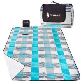 Pikniková deka 200x200 cm, modro-šedá SPRINGOS LINES