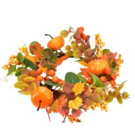 Podzimní věneček s dýněmi a eukalyptem, 25 cm