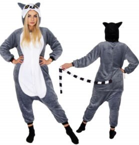 Pyžamo Lemur vel. M SPRINGOS KIGURUMI šedo-bílé