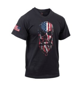 Triko motiv USA vousatá lebka ČERNÉ vel. XL