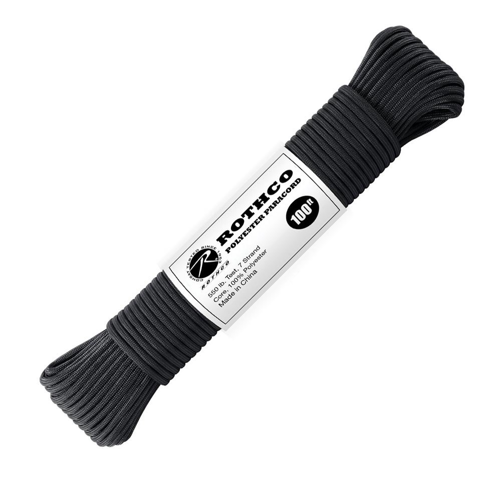 ROTHCO šňůra PARACORD polyester 550LB ø 4 mm / 30 m ČERNÁ
