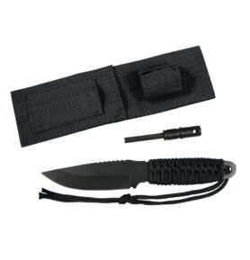 ROTHCO nůž PARACORD s pevnou čepelí + křesadlo ČERNÝ