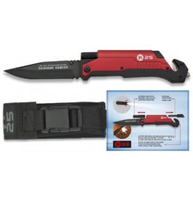 K25 nůž zachranářský 19451 se svítilnou a křesadlem ČERVENÝ