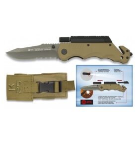 K25 nůž zachranářský 19540 se svítilnou a křesadlem PÍSKOVÝ