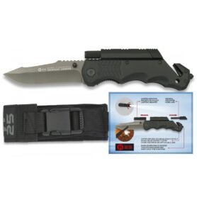 RUI Tactical nůž zachranářský K25 se svítilnou a křesadlem ČERNÝ