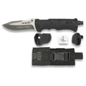 K25 nůž zavírací Tactical 19588 záchranář ČERNÝ se svítilnou
