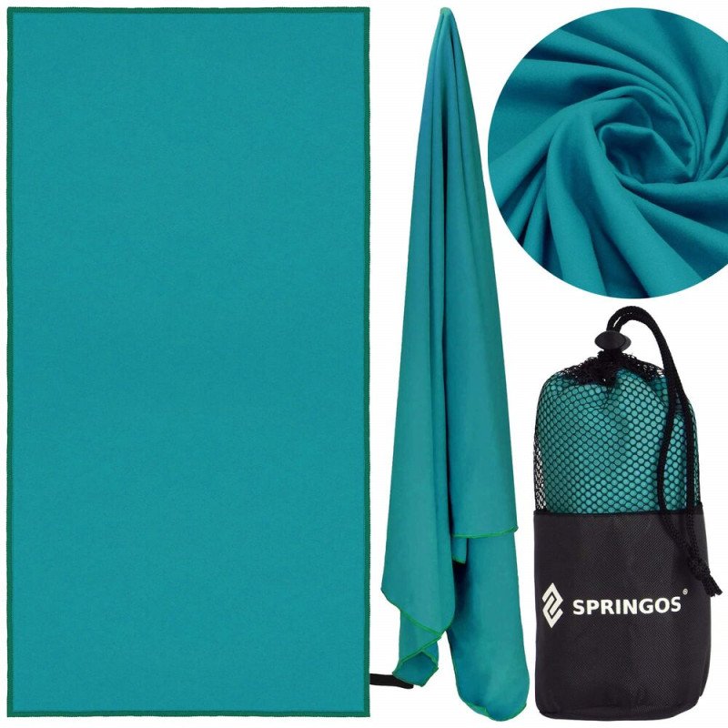 SPRINGOS Rychleschnoucí ručník 180x90 cm MENORCA tyrkysový