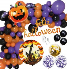 SPRINGOS Sada balónků FELIZ HALLOWEEN HA5217 oranžovo-fialová