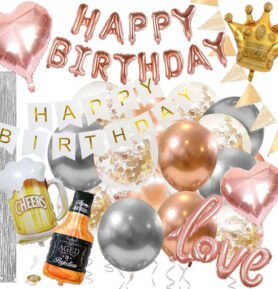 SPRINGOS Sada narozeninových balónků HAPPY BIRTHDAY PS0035 růžovo-stříbrná