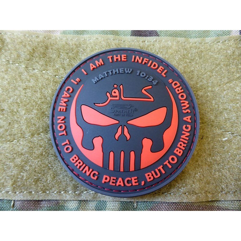 JACKETS TO GO nášivka INFIDEL PUNISHER plast ČERNÁ/ČERVENÁ