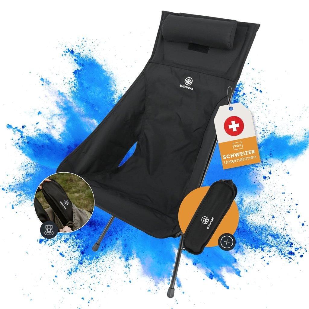 BUSHPEAK židle Wildscape vysoká lehká skládací ČERNÁ