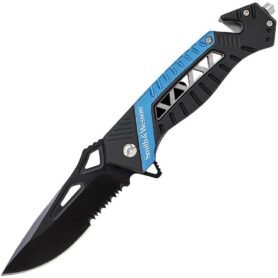 Smith & Wesson nůž zavírací RESCUE kombinované ostří MODRÝ