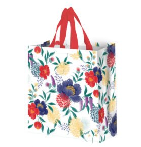 Taška lamino 14l květy bílá