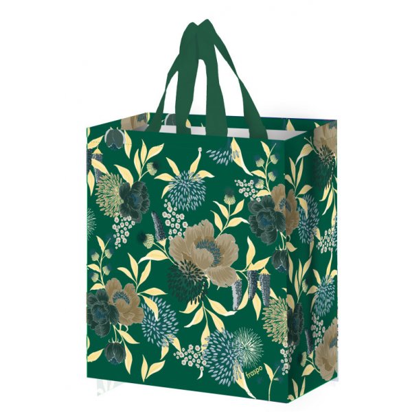 Taška lamino 14l květy zelená