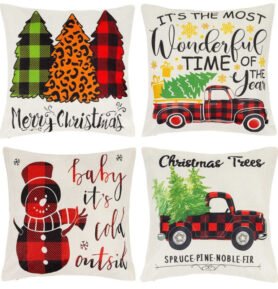 SPRINGOS Vánoční povlaky na polštářky 40x40 cm, sada 4ks