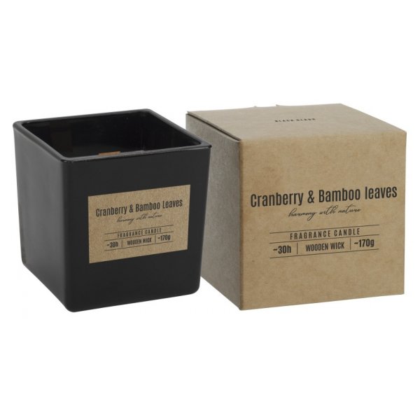 Vonná svíčka dřevěný knot 170g BRUSINKA & bamb.listy