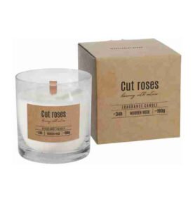 Vonná svíčka dřevěný knot 190g řezaná růže