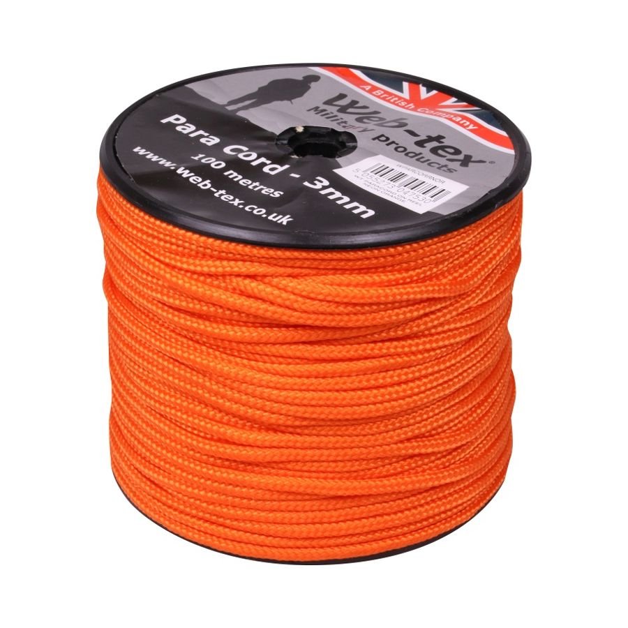 Web-tex šňůra PARA ø 3 mm / 100 m NEON ORANGE