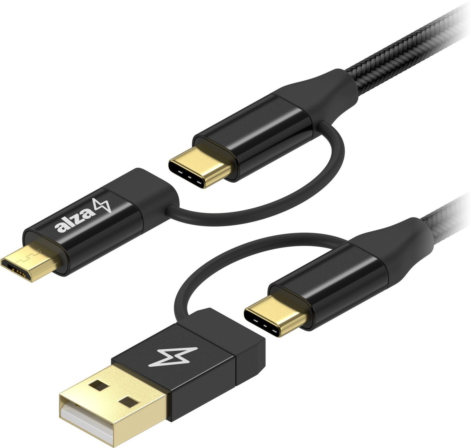 AlzaPower MultiCore 4in1 USB 60W 480Mbps 2m černý