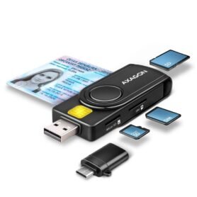 AXAGON CRE-SMP2A Smart card / ID card & SD/microSD/SIM card PocketReader, USB-A + USB-C