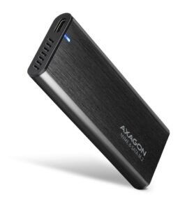 AXAGON EEM2-SB2, M.2 NVMe & SATA screwless RAW box USB-C 10 Gbps, black