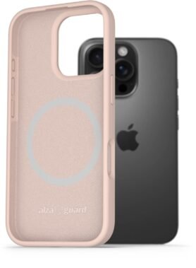 AlzaGuard Silicone Case Compatible with Magsafe pro iPhone 16 Pro růžový