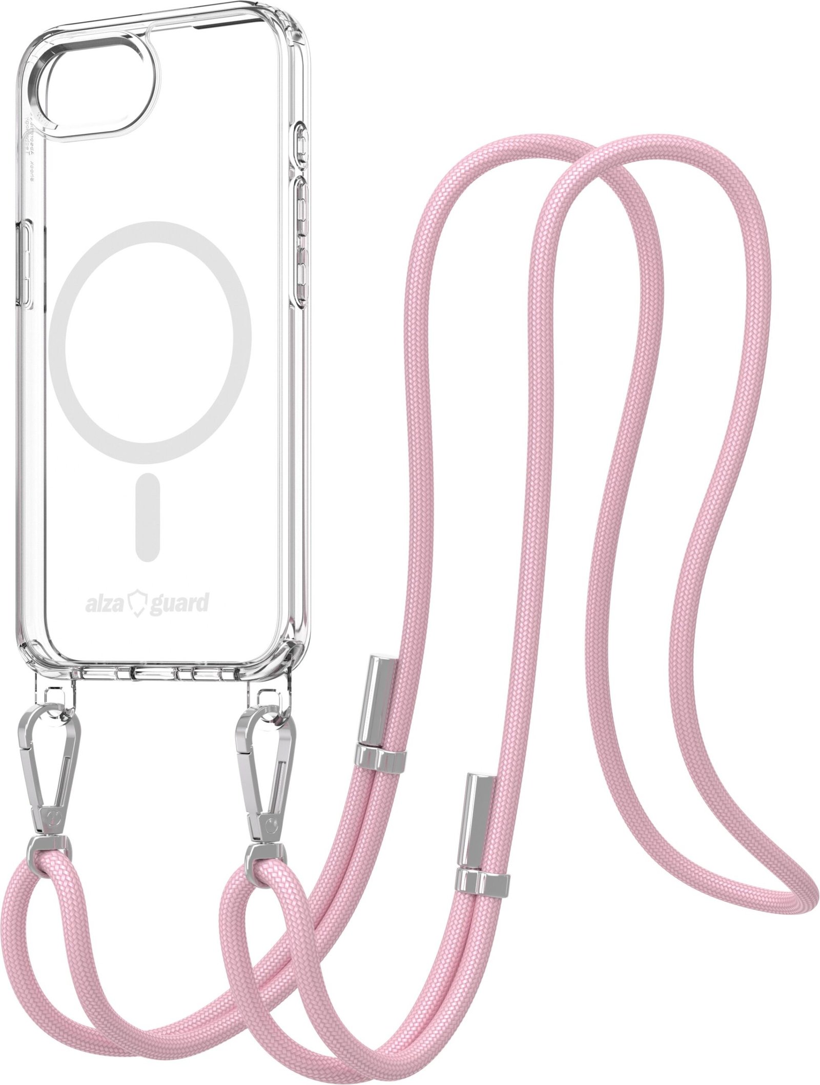 AlzaGuard Luxe Detach Lanyard Case Compatible with MagSafe for iPhone 16e / 17e růžový
