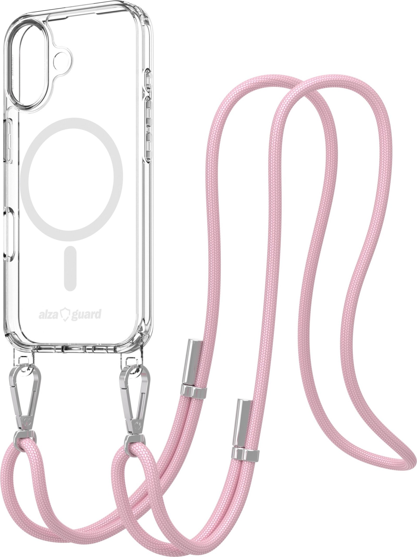 AlzaGuard Luxe Detach Lanyard Case Compatible with MagSafe pro iPhone 17 růžový