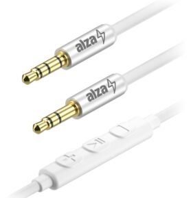 AlzaPower Alucore Audio 3.5mm Jack 4P-TRRS (M) to 3.5mm Jack (M) 1m stříbrný