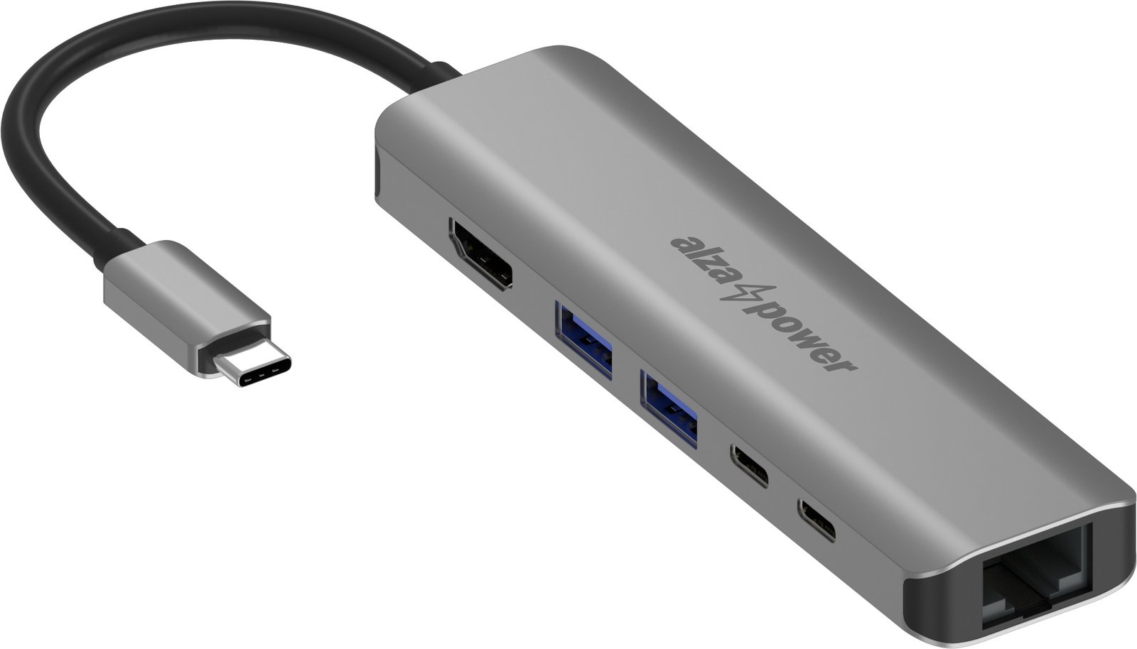 AlzaPower Metal USB-C Dock Station 6v1 with 8K vesmírně šedý