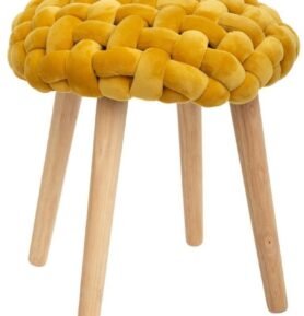 Atmosphera Stolička Cosy s kostkovaným sedadlem, průměr 43 cm, žlutá