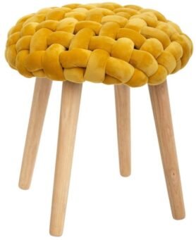 Atmosphera Stolička Cosy s kostkovaným sedadlem, průměr 43 cm, žlutá