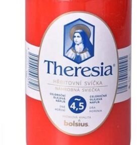 Bolsius Theresia Hřbitovní svíčka s víčkem, olejový vklad, 320 g, 100 h, červená