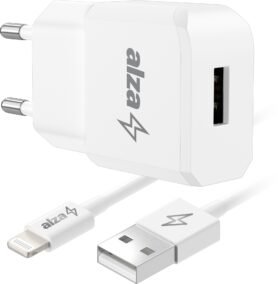 AlzaPower Compact A300 10W Bílá + Core Lightning MFi (C189) 1m bílý