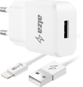 AlzaPower Compact A300 10W Bílá + Core Lightning MFi (C189) 1m bílý