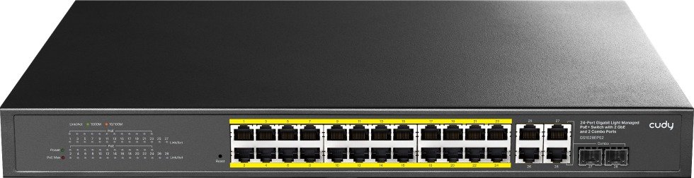 CUDY 24-Port Gigabit Light Managed PoE+ Switch with 2 GbE and 2 Combo Ports