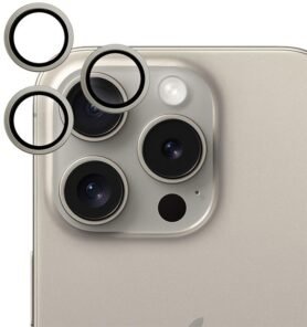 Epico hliníkové ochranné sklo na čočky fotoaparátu pro iPhone 15 Pro / 15 Pro Max  - přírodní titan