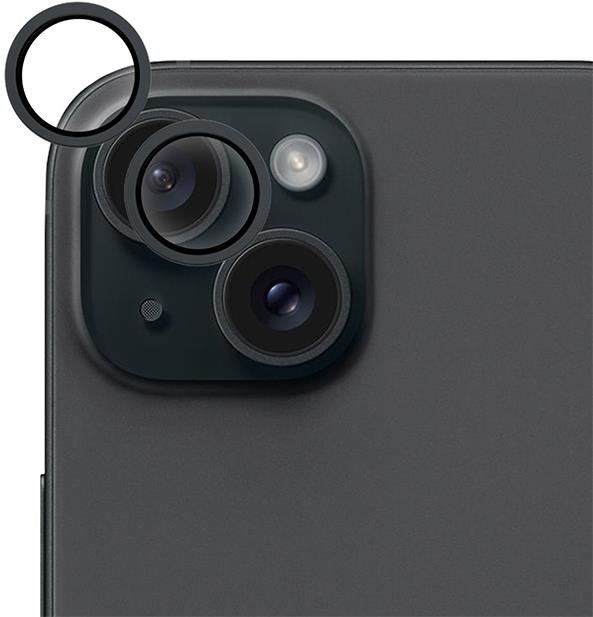 Epico hliníkové ochranné sklo na čočky fotoaparátu pro iPhone 15 / 15 Plus - černá