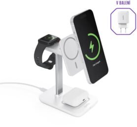 Spello 3in1 bezdrátová nabíjecí stanice s podporou MagSafe - bílá