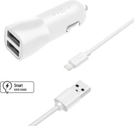 FIXED Smart Rapid Charge 15W s 2xUSB výstupem a USB/Lightning kabelem MFI certifikace bílá