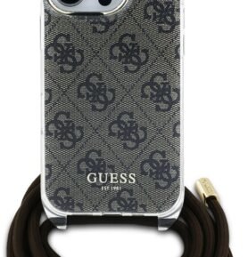 Guess IML 4G Printed Crossbody Popruh Zadní Kryt pro iPhone 16 Pro Max Brown