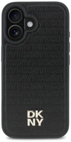 DKNY PU Leather Repeat Pattern Stack Logo MagSafe Zadní Kryt pro iPhone 16 Black