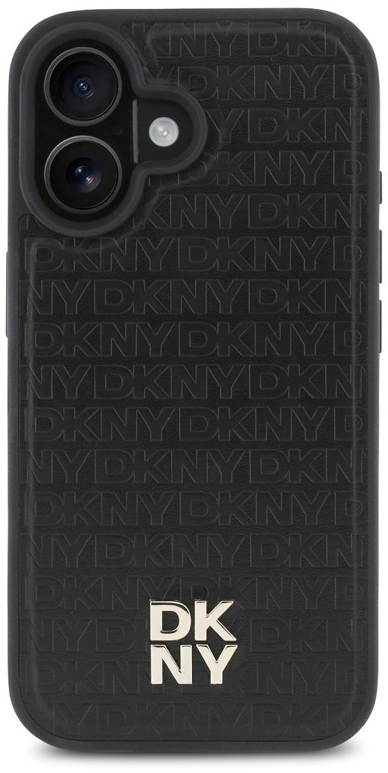 DKNY PU Leather Repeat Pattern Stack Logo MagSafe Zadní Kryt pro iPhone 16 Black