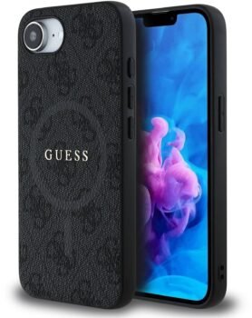 Guess PU Leather 4G Colored Ring MagSafe Zadní Kryt pro iPhone 16e/17e Black