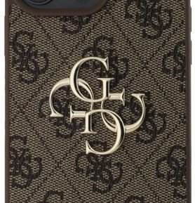 Guess PU 4G Metal Logo Zadní Kryt pro iPhone 16 Pro Max Brown