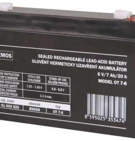 EMOS Bezúdržbový olověný akumulátor 6 V/7 Ah, faston 4,7 mm